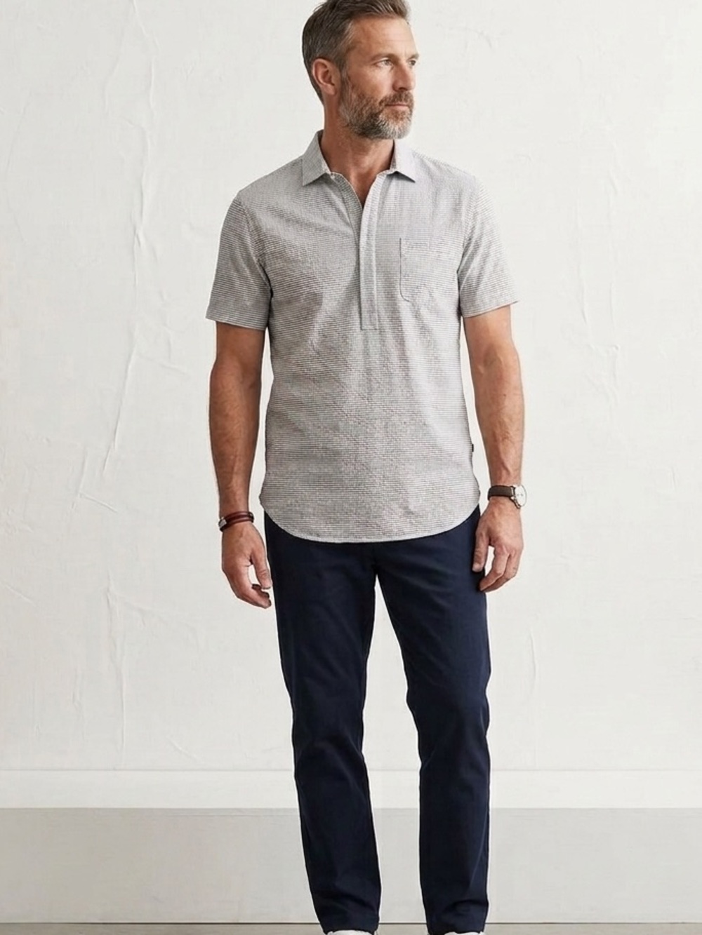 Oliver Spencer Navy and White Striped Casual Shirt